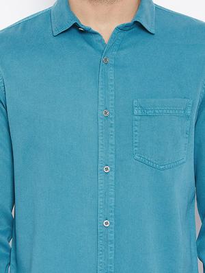 blue solid casual shirt - 15945644 - Standard Image - 5