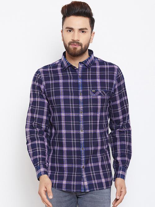 blue checkered casual shirt - 15945647 - Standard Image - 1
