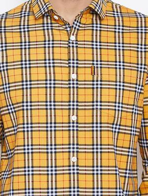yellow checkered casual shirt - 15945650 - Standard Image - 5