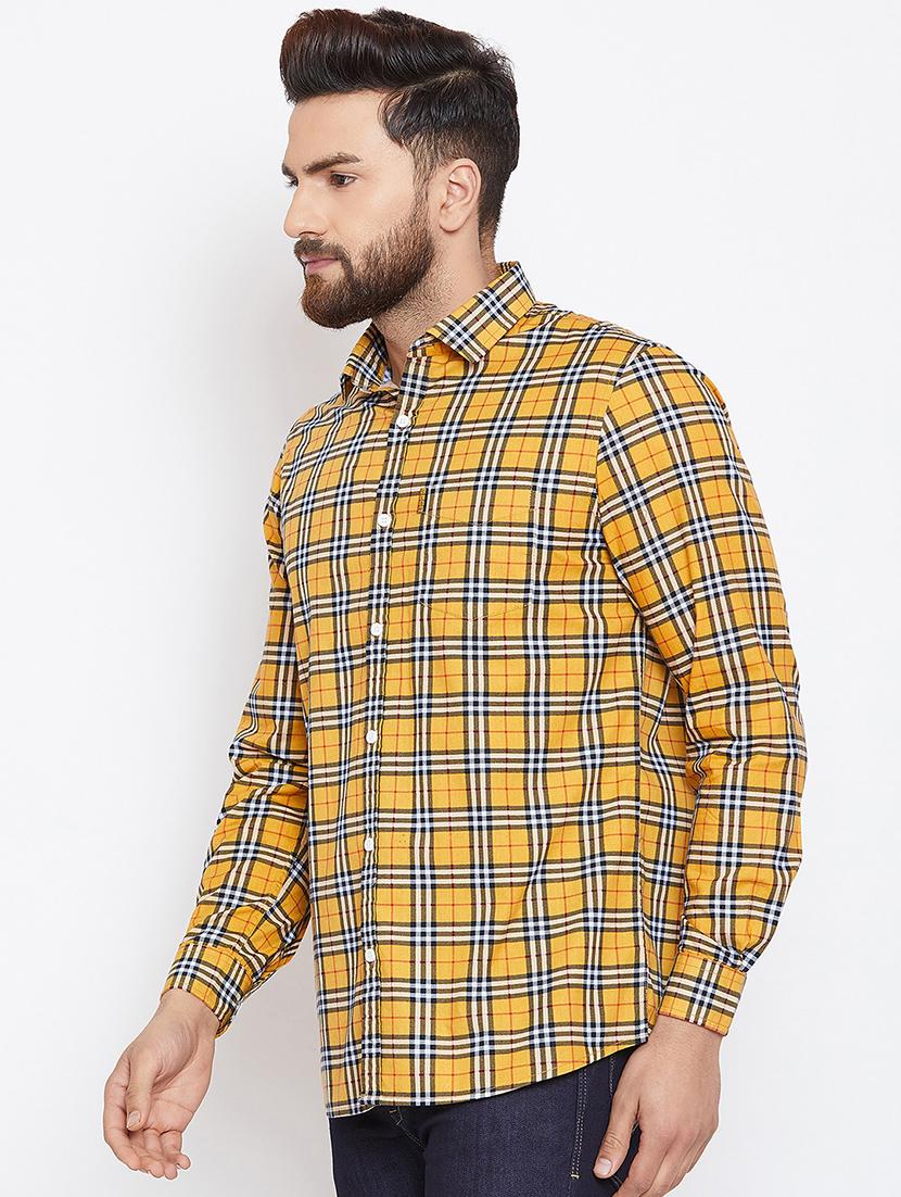 yellow checkered casual shirt - 15945650 - Zoom Image - 2