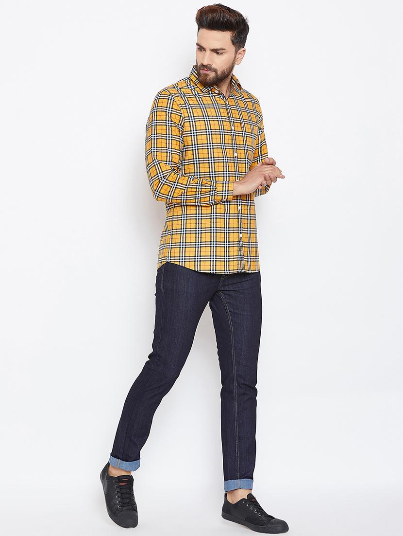 yellow checkered casual shirt - 15945650 - Zoom Image - 4