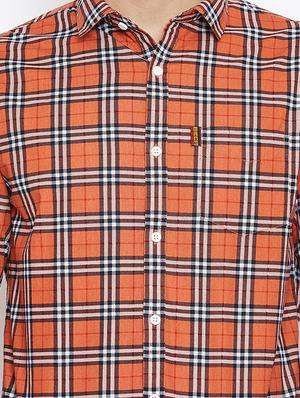 orange checkered casual shirt - 15945651 - Standard Image - 5