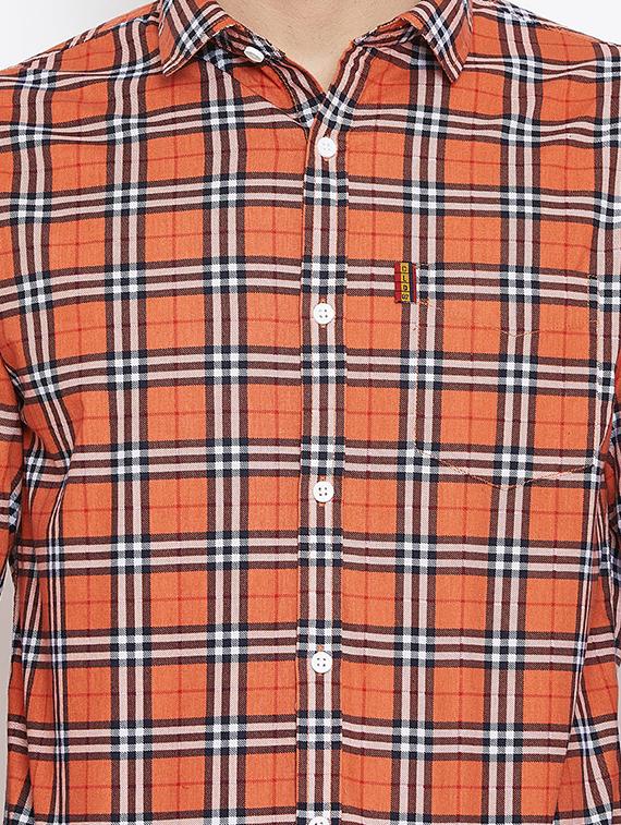 orange checkered casual shirt - 15945651 - Zoom Image - 5