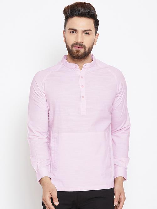pink cotton short kurta - 15945655 - Standard Image - 1