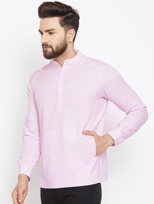 pink cotton short kurta - 15945655 - Standard Image - 2