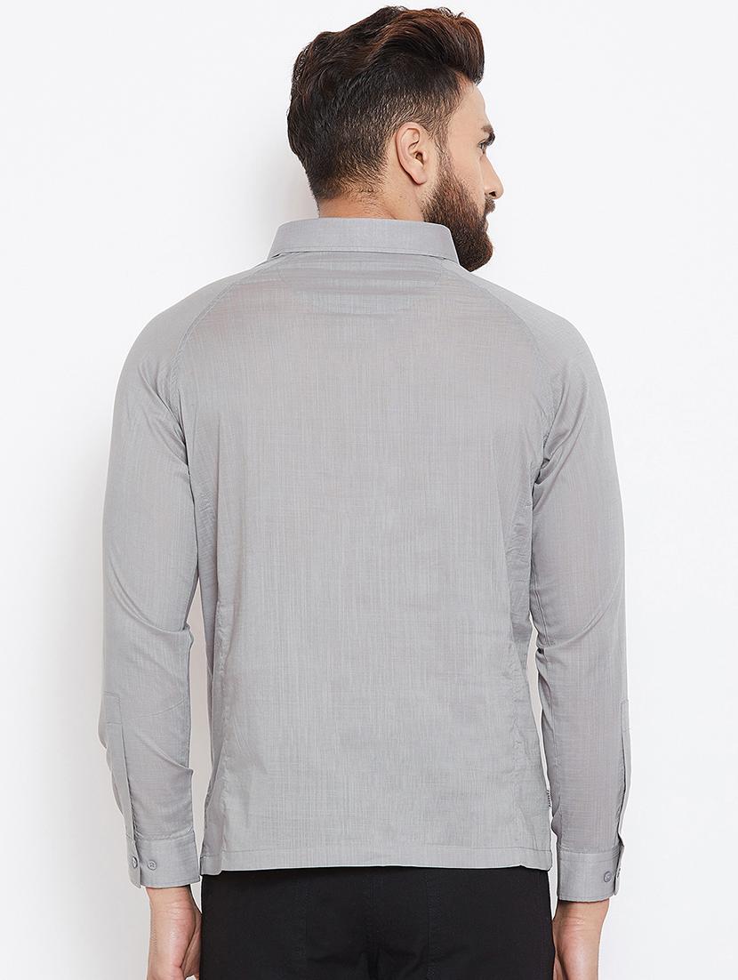 grey cotton short kurta - 15945657 - Zoom Image - 3