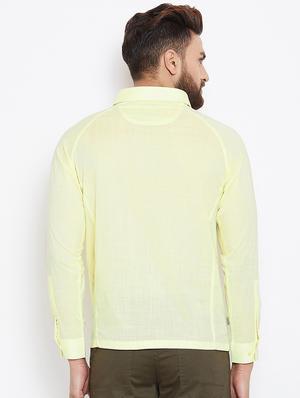 yellow cotton short kurta - 15945658 - Standard Image - 3