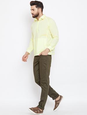 yellow cotton short kurta - 15945658 - Standard Image - 4