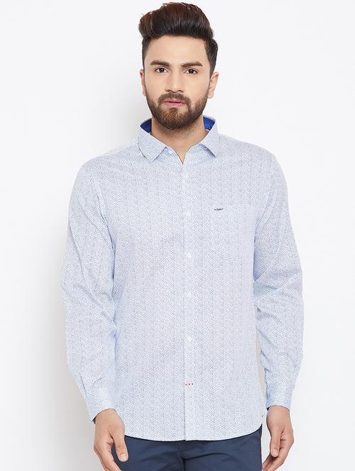 blue printed casual shirt - 15945661 - Standard Image - 1