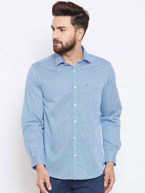 blue printed casual shirt - 15945663 - Standard Image - 1