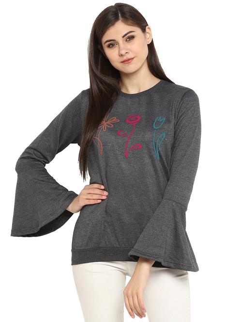 bell sleeved graphic print sweatshirt - 15945676 - Standard Image - 1