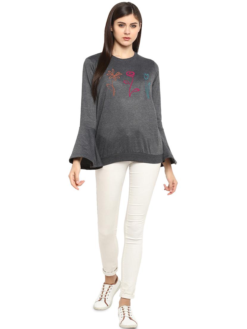 bell sleeved graphic print sweatshirt - 15945676 - Zoom Image - 4
