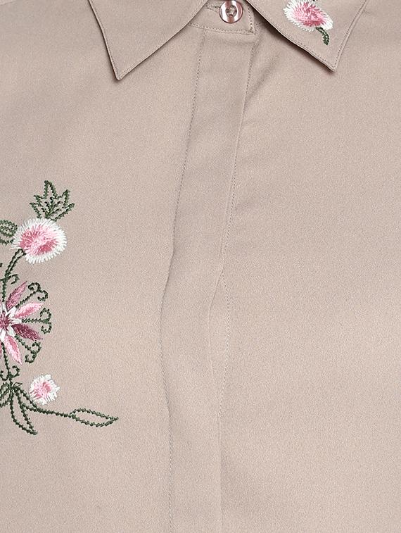 concealed placket embroidered shirt - 15945690 - Zoom Image - 5