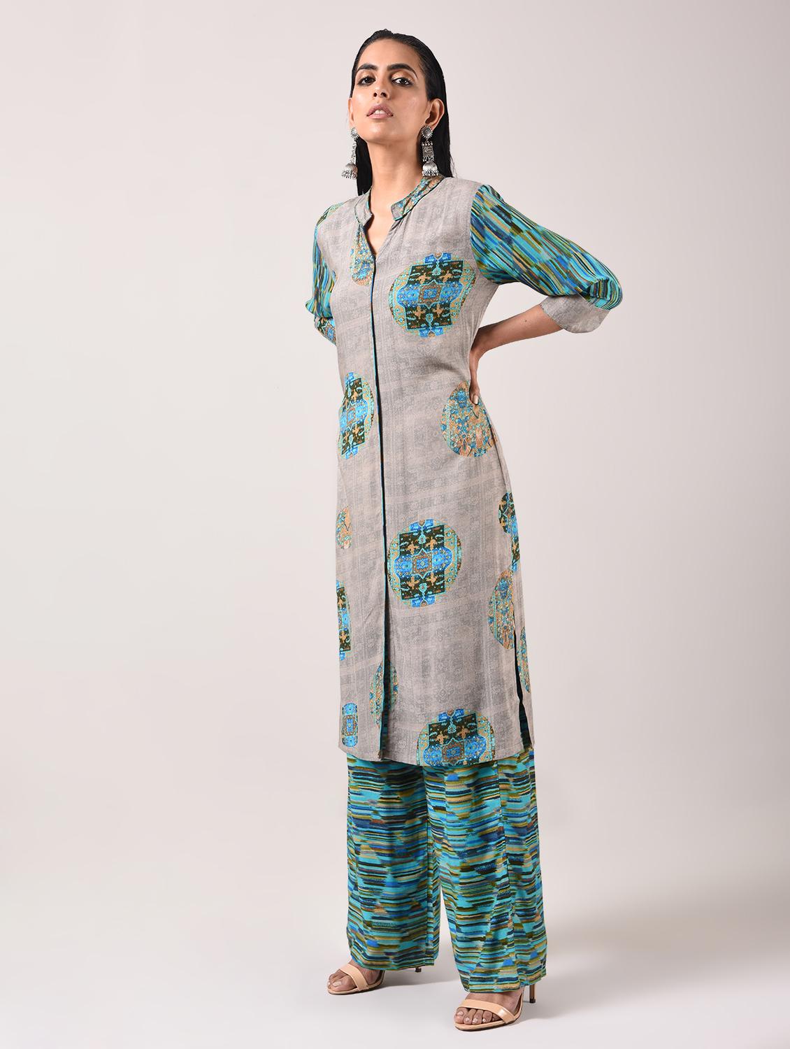 printed kurta palazzo set - 15945691 - Zoom Image - 2