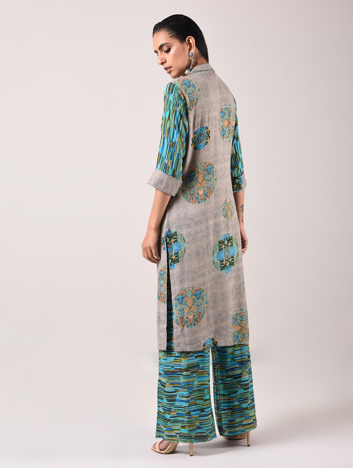 printed kurta palazzo set - 15945691 - Zoom Image - 3