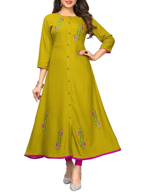 embroidered a-line kurta - 15946187 - Standard Image - 1