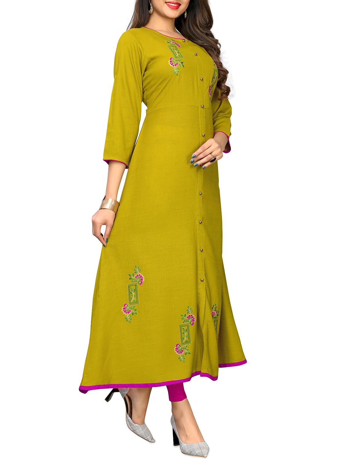 embroidered a-line kurta - 15946187 - Zoom Image - 2