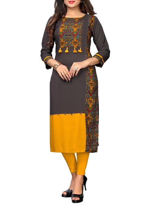 printed straight kurta with tassels - 15946191 - Standard Image - 1