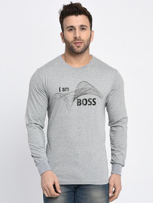 grey cotton chest print tshirt - 15946196 - Standard Image - 1