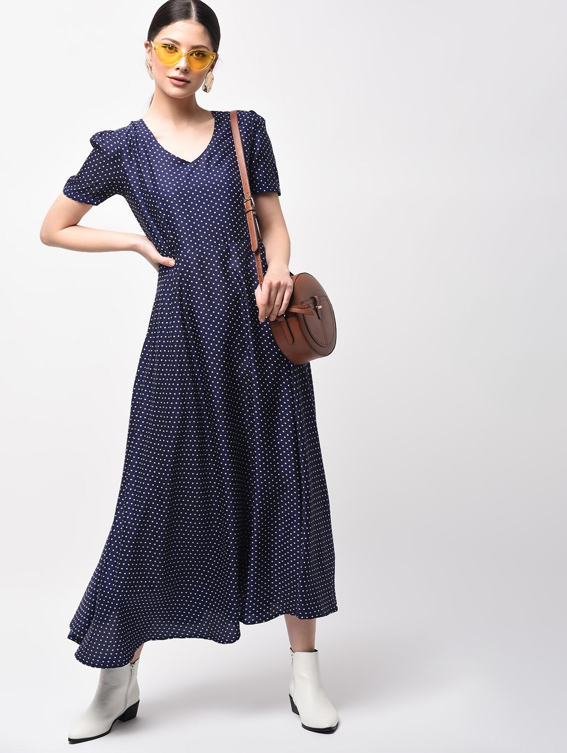 polka dots flared maxi dress - 15946333 - Zoom Image - 1