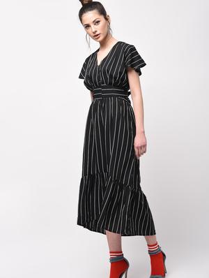 contrast laced gathered high low dress - 15946350 - Standard Image - 3