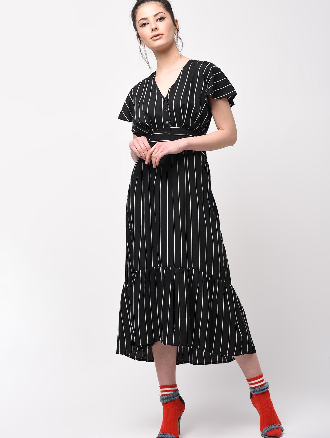 contrast laced gathered high low dress - 15946350 - Zoom Image - 2
