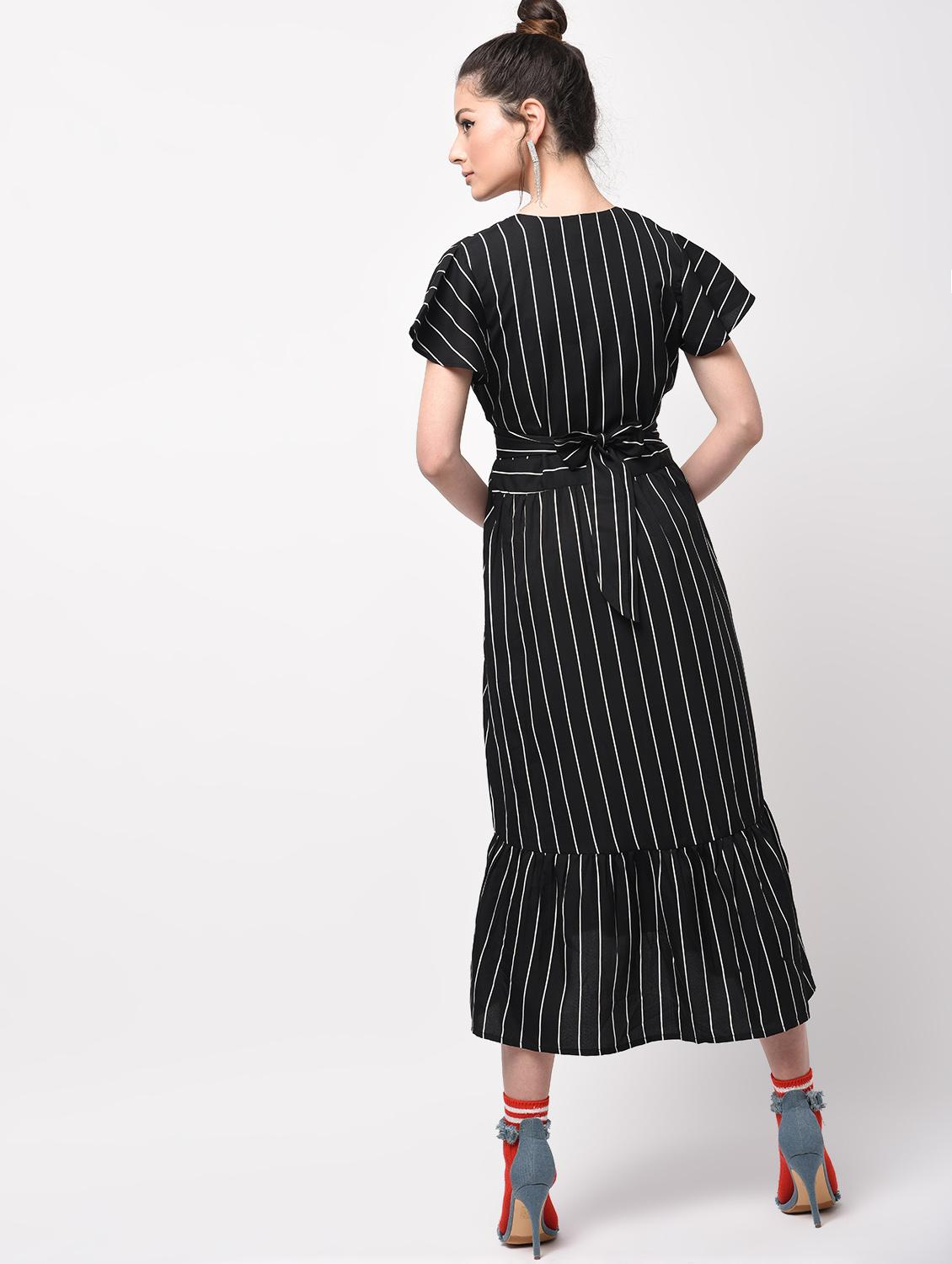 contrast laced gathered high low dress - 15946350 - Zoom Image - 4