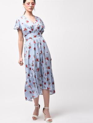 tie knot back floral high low dress - 15946351 - Standard Image - 3
