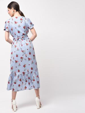 tie knot back floral high low dress - 15946351 - Standard Image - 4