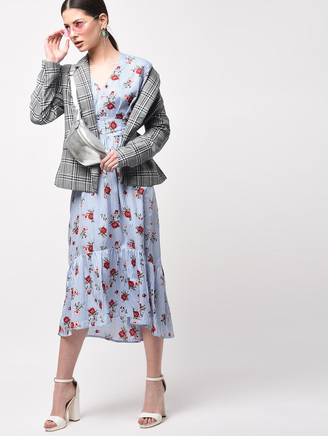 tie knot back floral high low dress - 15946351 - Zoom Image - 2