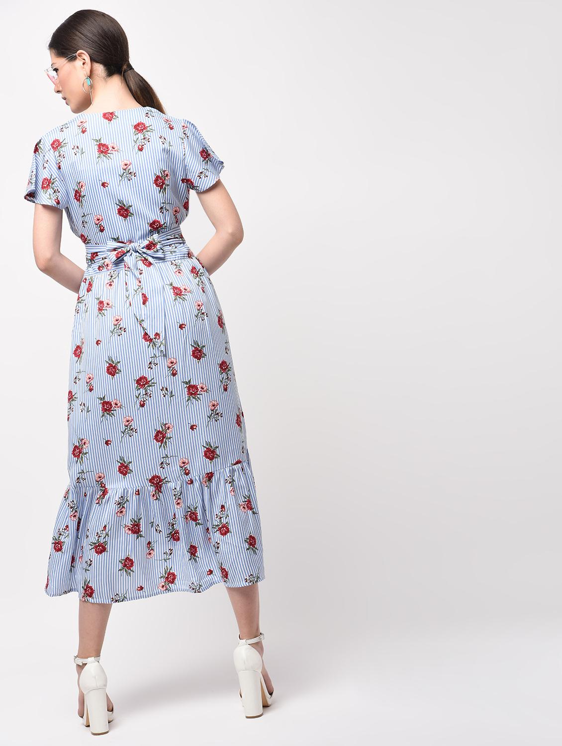 tie knot back floral high low dress - 15946351 - Zoom Image - 4