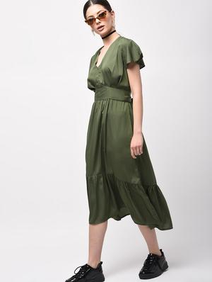 tie back ruffle detail a-line dress - 15946354 - Standard Image - 2