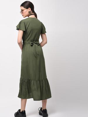 tie back ruffle detail a-line dress - 15946354 - Standard Image - 3