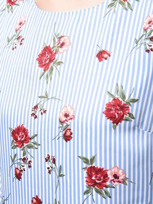 bell sleeved floral striped dress - 15946359 - Standard Image - 5