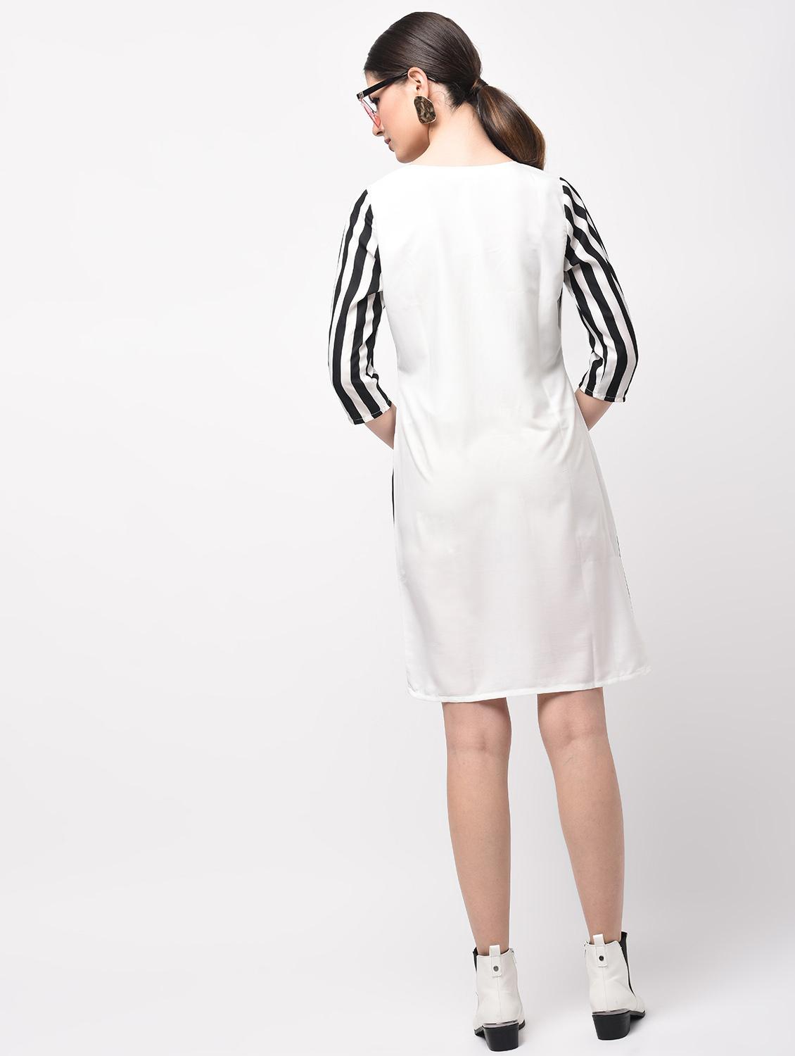 monochrome striped a-line dress - 15946361 - Zoom Image - 3