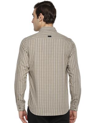 beige checkered casual shirt - 15946364 - Standard Image - 3