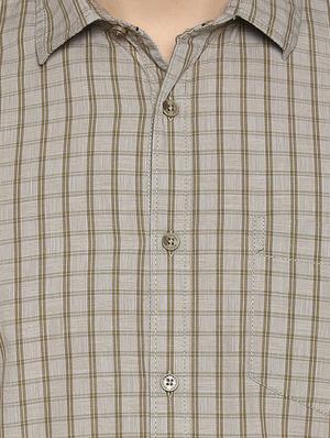beige checkered casual shirt - 15946364 - Standard Image - 5