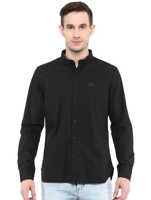 black solid casual shirt - 15946365 - Standard Image - 1