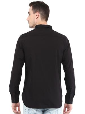 black solid casual shirt - 15946365 - Standard Image - 2