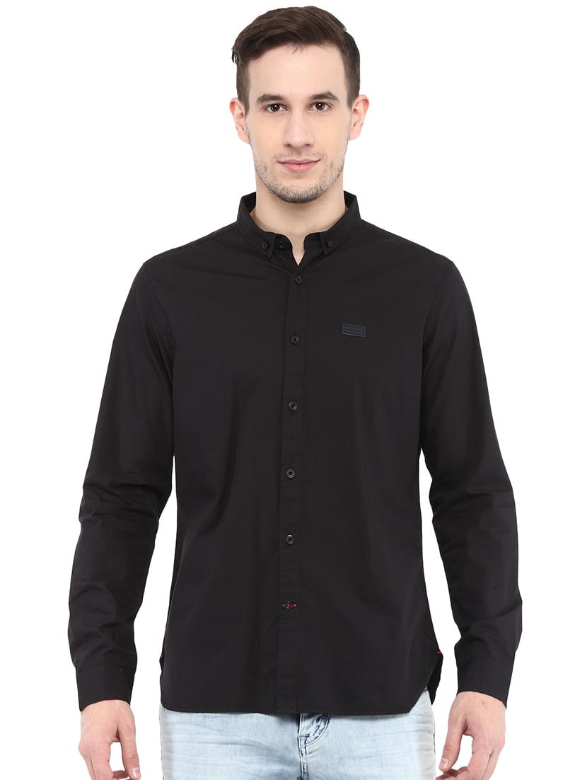 black solid casual shirt - 15946365 - Zoom Image - 1