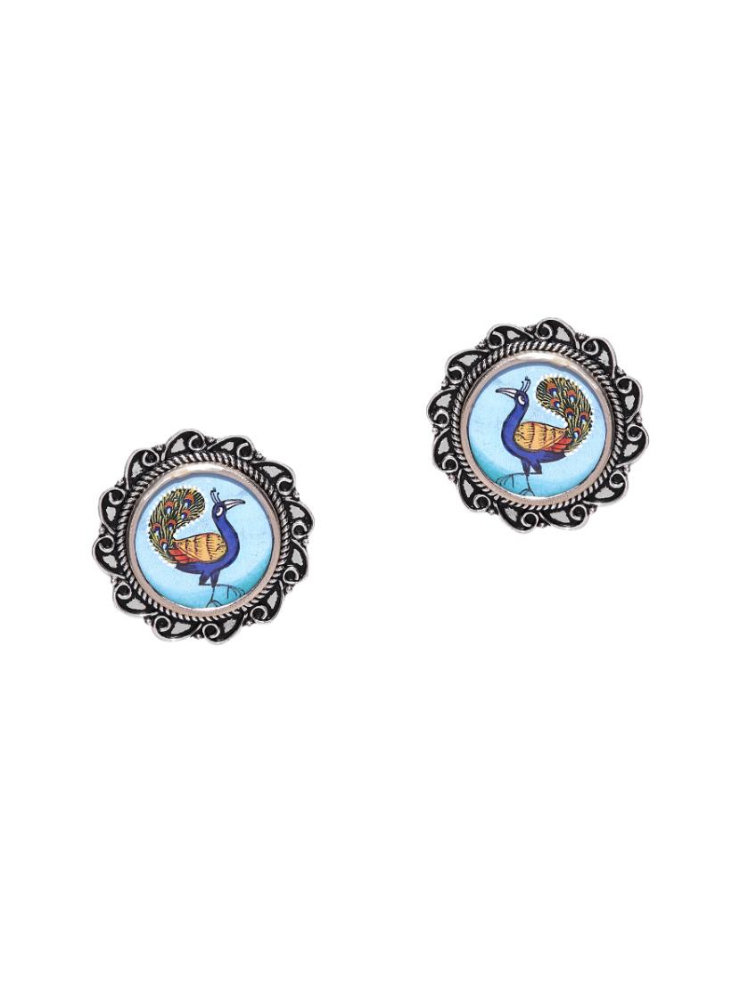 blue metal studs earring - 15946464 - Zoom Image - 3