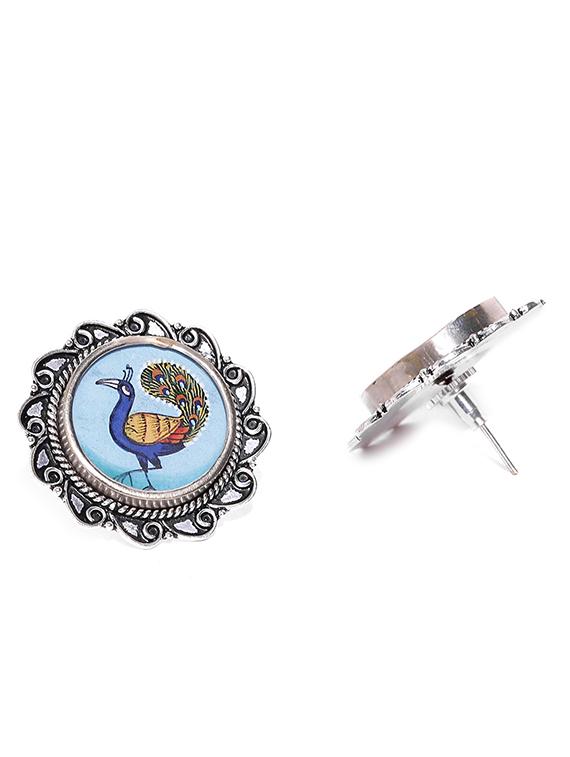 blue metal studs earring - 15946464 - Zoom Image - 4