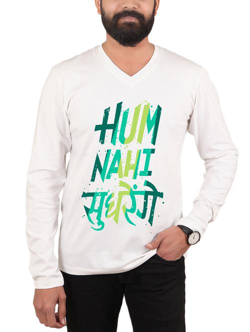 white typographic t-shirt - 15946552 - Standard Image - 1