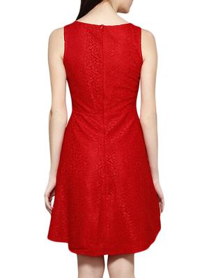 boat neck laced a-line dress - 15946575 - Standard Image - 2