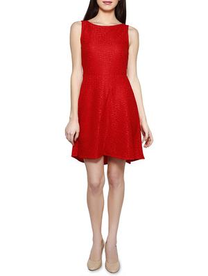 boat neck laced a-line dress - 15946575 - Standard Image - 3