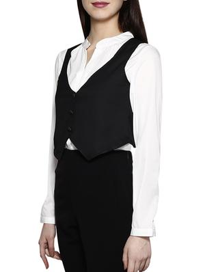 v-neck solid waist coat - 15946588 - Standard Image - 2