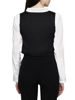 v-neck solid waist coat - 15946588 - Standard Image - 3