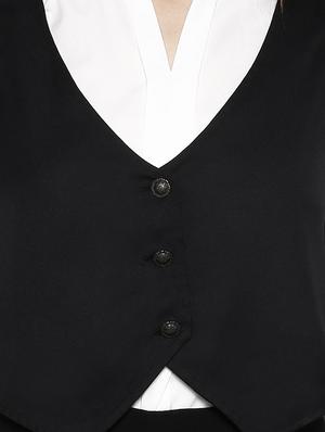 v-neck solid waist coat - 15946588 - Standard Image - 4