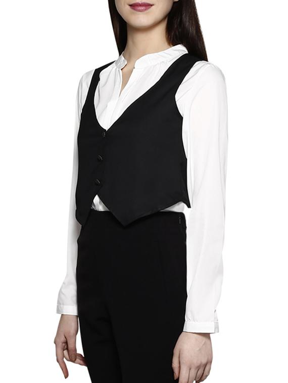 v-neck solid waist coat - 15946588 - Zoom Image - 2