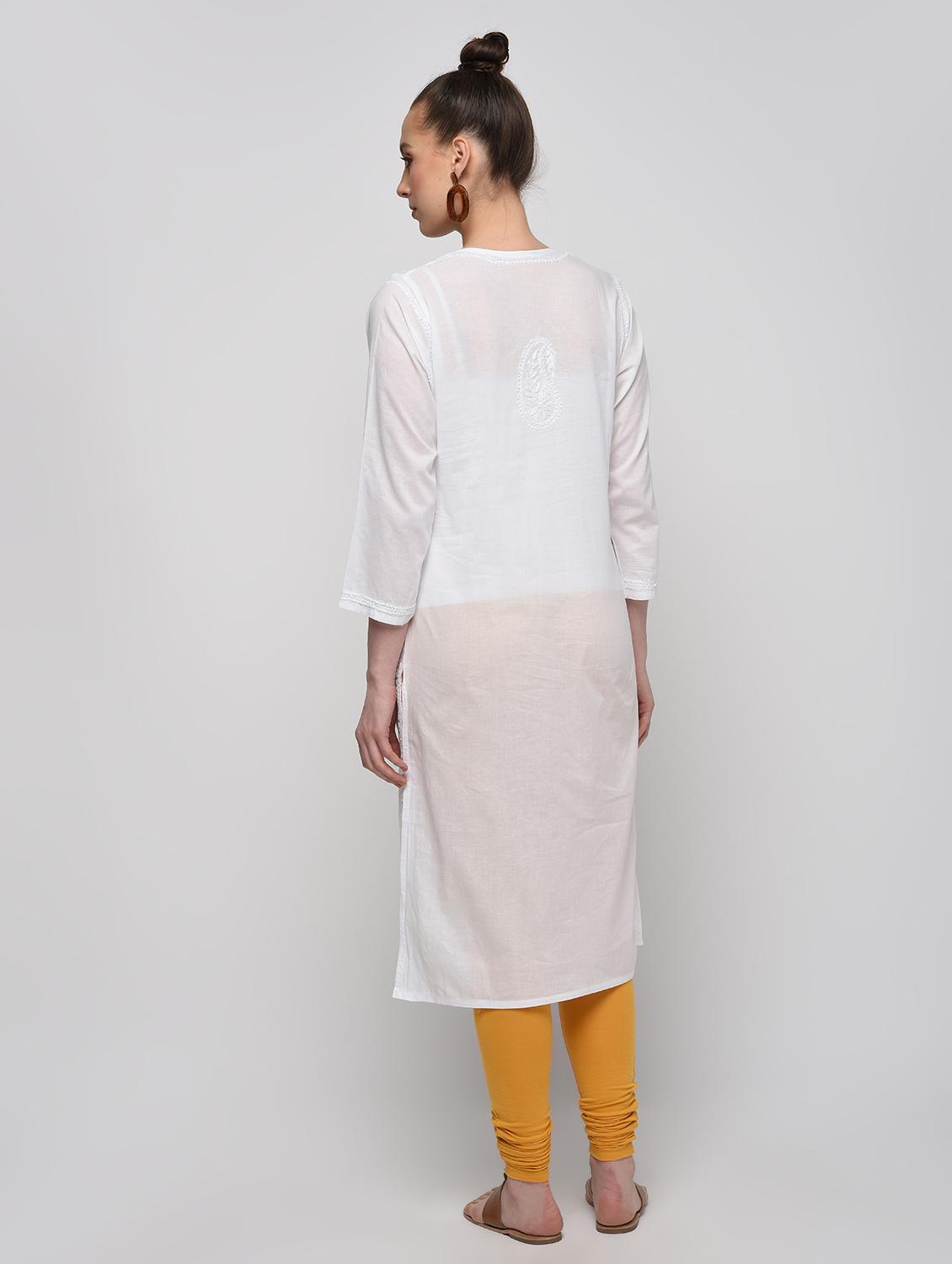 chikankari straight kurta - 15946893 - Zoom Image - 3